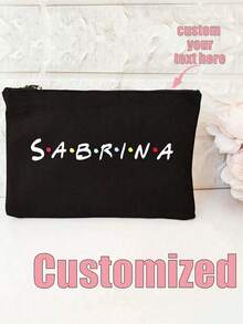 Personalized Name Makeup Bag, Friend Theme Birthday Party, Bridal Shower, Bachelorette Party, Bridal Wedding, Engagement, Bridesmaid Gift, Cosmetic Bag, Travel Toiletry Bag, Women's Birthday Gift, Mother's Day Gift, Zipper Snack Bag, Pencil Case, Wedding Gift, Custom Toiletry Bag, Street Fashion - Multicolor - View 2
