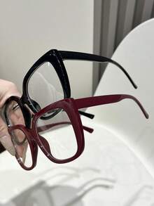 1-2 Pairs Plastic Leopard Print Multicolor Oval Full Frame Decorative Glasses, Suitable For Daily Life, Back To School, Weekend Outfit, Date Outfit, Going Out, Fashion Accessory, Fits All Face Shapes - 無色 - 查看 2
