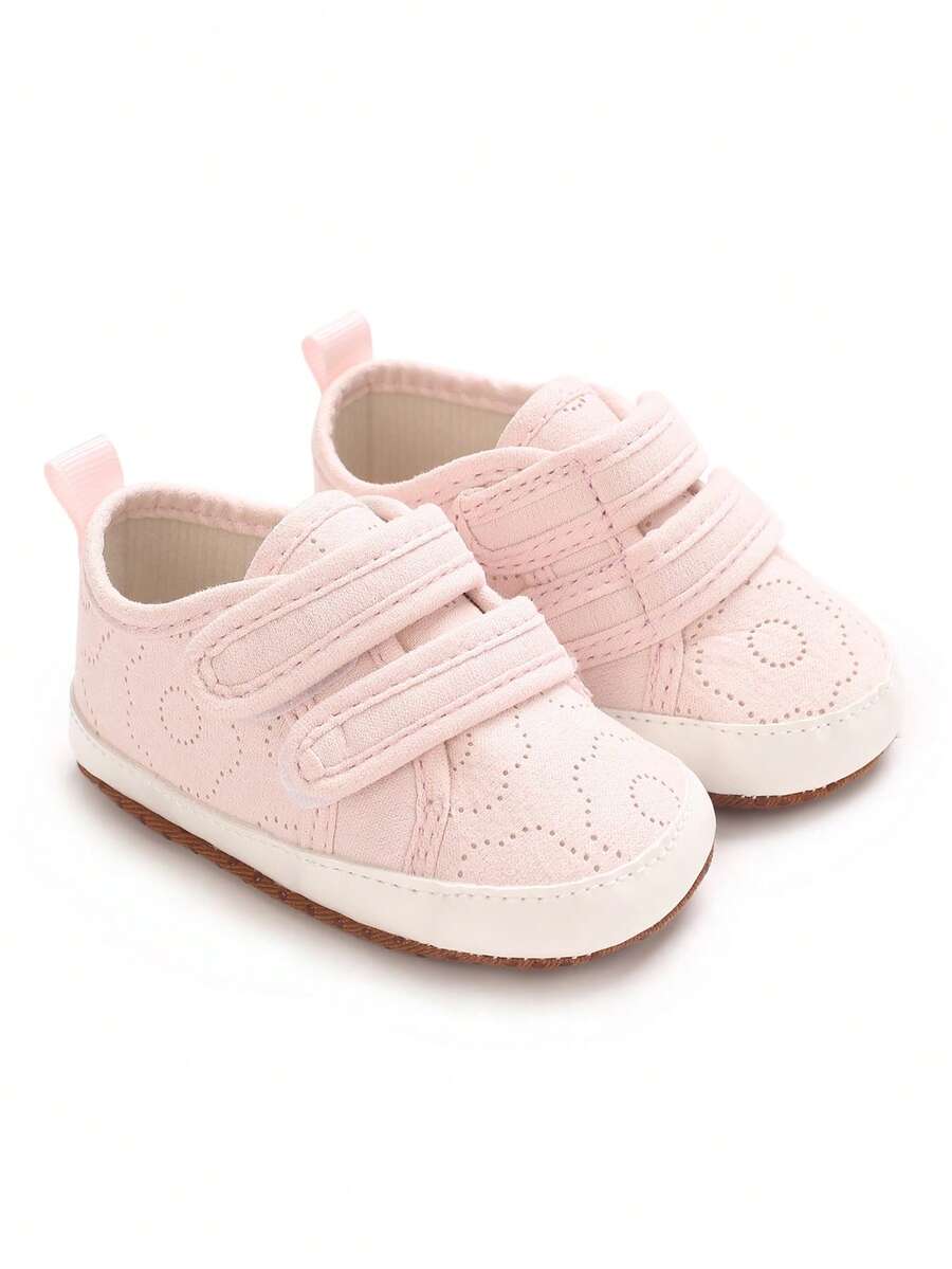 Giày đế mềm dán và vòng cho bé gái từ 6-12 tháng tuổi, Giày trẻ sơ sinh thoải mái, Mùa xuân/Thu - Hồng - Xem 1
