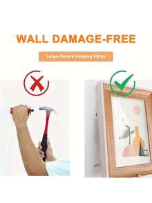 12pcs Heavy Duty Picture Frame Hangers, No Drill Wall Hooks - Double Sided Hooks - Easy To Use, No Trace, Suitable For Securing Frames And Posters On Smooth Surfaces Like Glass And Wood, Ideal For Decorating Walls In Living Room, Bedroom Or Office - Multicolor - View 8