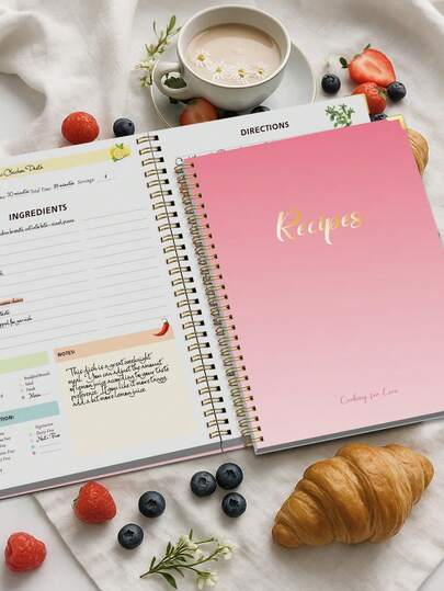 Trees NUEVO Cuaderno de recetas diarias B5, 1 pieza Cubierta dura colorida fácil de escribir Notas personales y familiares de recetas Fotos para un estilo de vida saludable, 174 páginas, Útiles escolares y de oficina, Vuelta al cole