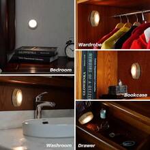 6pcs Wireless LED Wall Lights - 3 LED Round Night Lights, Powered By 3 AAA Batteries, Push Button Switch, Portable Car Lights, Compact Design, Adhesive Backing For Cabinet, Kitchen, Hallway, Bathroom, Bedside, Kitchen Lighting And Emergency Use - Silver Casing - View 4