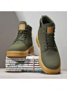 Men's Outdoor Hiking Boots, Breathable Comfortable Anti-Slip Boots Suitable For Walking, Hiking, Spring, Autumn, And Winter, Can Be Paired With Jeans - Green - View 4