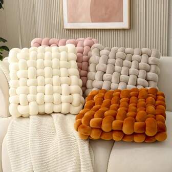 1PC Knotted Square Cushion Plush Decorative Hand Made Cushion Office Chair Sleeping Back