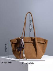 2025 New Vintage High-End Capacity Handbag/Shoulder Bag Tote Bag (With Pendant)