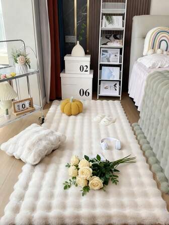 1pc Soft & Fluffy Beige Shag Rug, Comfortable For Bedroom, Living Room, Study, Office, Entryway, Can Be Used As A Floor Mat, Creates A Cozy Bedroom Ambiance. An Ideal Home Decor Choice For Autumn/Winter.