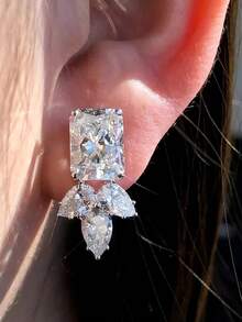 1 Pair Teen Elegant Cubic Zirconia Stud Earrings For Girls For Daily Decoration For Party Jewelry Birthday Gift - 1# - View 5