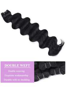 3 Packs 22 Inch Blended Hair Body Wave Bundles Hair Unprocessed Bundle Hair, Natural Black Long Curly Wave Hair Extensions Quick Weaves Remy Double Weft Water Wave Bundles For Women - S1 - View 7