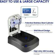 Outdoor Flip Key Lock Box, Waterproof Wall Mounted Metal And Plastic Key Storage With 4-Digit Resettable Combination Access, Ultra-Secure Key Hider With Protective Cover, Upgraded Large Capacity Password Box For House/Car Keys, ID Cards, Perfect For Home, Outside, Garage, Office, Hotel, Emergency, Travel, And Renovation Security, No Power Needed - Black - View 8