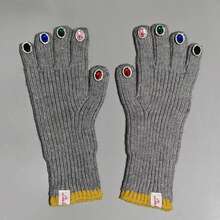 Guantes de invierno cálidos de punto con dedos completos para mujer, guantes de lana Lisa de lujo con diamantes de imitación para chica, manoplas con pantalla táctil a la moda para mujer - Gris 02 - Ver 10