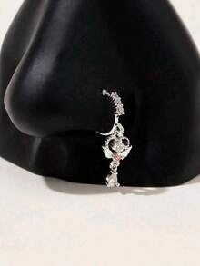 1 chiếc khuyên mũi dài không xỏ khuyên đính tua rua pha lê trang trí, thích hợp cho trang phục hàng ngày của phụ nữ - Hoa hồng vàng - Xem 8