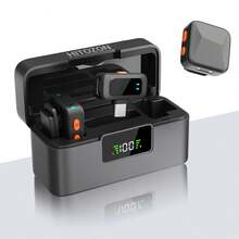 HITOZON Wireless Lavalier Microphone For IPhone IPad Android With Charging Case 36h Battery Life, Noise Cancellation, Plug-Play Clip On Lapel Mic For Video Recording, Vlog, Live Streaming