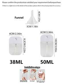 1个38毫升/50毫升卡片喷雾瓶，小型酒精洗手液喷雾瓶，独立香水瓶，化妆水，驱蚊消毒水瓶，便携式香水喷雾瓶，超细雾化面部水瓶，喷雾瓶，小型酒精消毒喷雾瓶。 - 無色 - 查看 5