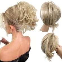 1PC Ponytail Extension Claw Clip Short Pony Tails Hair Extensions For Women Synthetic Wavy Hairpieces For Daily Use - Multicolor - View 16