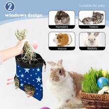 Blue Star Brand 600D Oxford Cloth Hay Feeding Bag, Hanging Style Hay Storage Bag Suitable For Rabbits, Hamsters And Other Small Animals - Blue and White - View 7