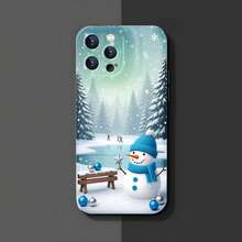 1PC Phone Case ,  Snowman Winter Forest Scene Design , Stylish Phone Case, Phone Decoration, All-around Lens Protection, Creative Small Gift, Funny Gift for Boys and Girls - Schwarz - Übersicht 7