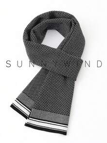 1 pieza Bufanda de punto de unicolor de poliéster para hombre, minimalista y versátil para uso diario