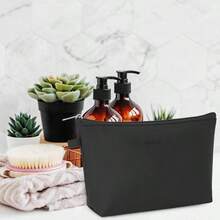 Cosmetic Bag Women Bag Organizer Pouch Purse Resistant Black - 純黑色 + 小號 - 查看 2
