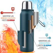 SSGP Termo de Acero Inoxidable 1000ML,Termo para Agua con Infusor de Té,Botella de Agua,Cierre Hermético,Sin BPA,Manténgase caliente y frío(24 horas),con manga de botella,A prueba de derrames - Azul Marino - Ver 7