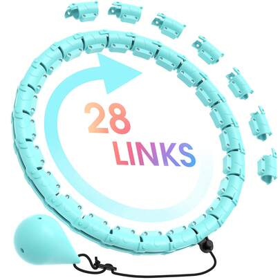 Weighted Hula Circle For Adults Weight Loss, Infinity Fitness Hoop Plus Size 55 Inch/140cm, 28 Knots Detachable Pilates Ring, Adjustable Weight Auto-Spinning Ball Non-Falling Hulahoops Home Exercise