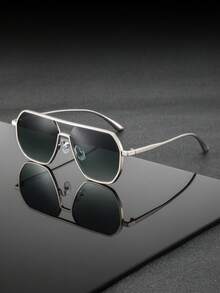 1 Pair Men's Metal Frame Square Retro Street Style Casual Personalized Exquisite Fashion Glasses, Suitable For Skateboarding, Cycling, Running, Camping, Events - Multicolor - View 12