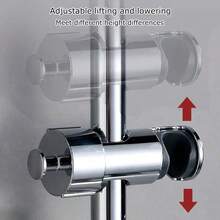 1个可调节淋浴喷头支架，可旋转且经久耐用，塑料和金属材质，黑色/灰色/铬色圆柱形。可360°旋转，夹持牢固，适用于浴室、日常沐浴和四季使用。浴室配件/浴室工具 - 彩色 - 查看 12