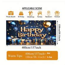 This Elegant Black And Gold "Happy Birthday" Themed Backdrop Is Perfect For Adult Parties, Birthday Parties, Celebrations, And More. It's Also Suitable For Holiday Photography Backdrops, Parties, Home And Room Decor, And Comes In Multiple Sizes. - Multicolor - View 7