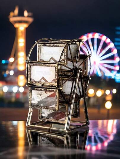 1pc Vintage Rotating Ferris Wheel Photo Frame, Personalized Home Photo Frame Display, Photo Home Decoration, Baby Room Decoration, Valentine's Day Decoration, Birthday Gifts