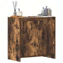 vidaXL Szafka łazienkowa z dębu wędzoneg 60x33x61 cm Drewno klejone - Brązowy - Zobacz 4