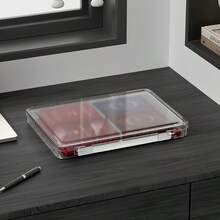 1个透明圣经收纳盒，带提手，便携式防尘书籍整理盒，带盖，多用途文件收纳盒，可存放书籍、文件、重要资料，非常适合家庭、办公室、教堂等场所，现代简约风格装饰