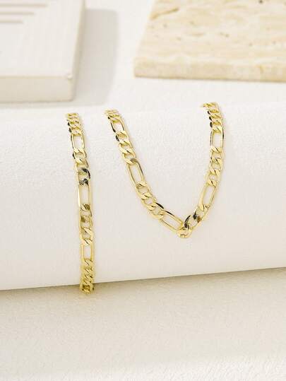 2 piezas Conjunto de collar y pulsera de eslabón cubano de 14k de 6mm, accesorios de hip-hop personalizados, versátiles para uso diario, se pueden combinar con cualquier colgante, unisex, ideal para el Día de San Valentín, Navidad, regalos de cumpleaños, accesorios neutros, regalos navideños, collar de moda, artesanía de metal estilizada, pieza de declaración, regalo para compradores