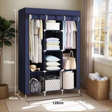 Closet Armario Organizador De Ropa Armable Tela 3 128x45x170 - Azul Marino - Ver 7