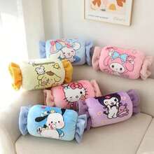Sanrio 1pc Hello Kitty Cartoon Hand Warmer Plush Pillow, Kuromi Winter Hand Warmer Cushion, Cozy Home Sofa Lumbar Pillow, Seat Back Cushion, Holiday Gift
