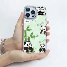 Estuche para teléfono Panda Love and Bamboo Fun Compatible con estuches para teléfonos   17  16 Pro Max  15 Pro Max  13 y  12 Material de TPU que brinda protección contra golpes y caídas Un regalo perfecto para familiares, amigos, seres queridos, novios, novias y para Navidad - transparente - Ver 5