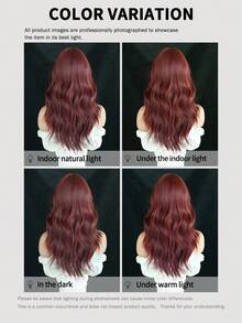 7JHH WIGS 高品质20英寸波浪红色挑染假发，中长蓬松卷曲刘海，高密度全机织耐热纤维合成假发，适合角色扮演、狂欢节和音乐节派对等场合。 - 挑染紅色 - 查看 9