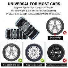 10pcs Car Anti-Skid Chains, Suitable For Sedan, Off-Road, SUV, Snow Tires, Emergency Use [Includes Gloves + Installation Wrench + Storage Bag]