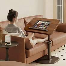 A Rotatable Lifting Laptop Desk-Black/Walnut Color, With Support Rods And Adjustable Angle Design, Convenient For Any Position In The Home, Can Also Be Used For Sofa Side Table Or Living Room Coffee Table, Suitable For Home Bedroom, Courtyard, Travel, Camping Or Other Scenes, Christmas/Halloween Decoration Gift Recommendation