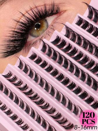 Asiteo Asiteo 120 件猫眼狐狸眼单根睫毛，DIY 分段睫毛延长，单簇睫毛 3D 浓密，对角流动簇蓬松，可重复使用假睫毛睫毛簇，睫毛簇，单根睫毛，睫毛，假睫毛