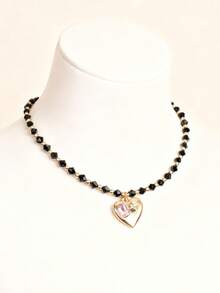 1件/3件/5件装宝石吊坠项链，时尚多层金心形链项链，适合女士日常佩戴