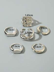 6pcs/8pcs Set Minimalist Chic Metal Geometric Open Band Rings, Unique Personalized Versatile Rings, Perfect Gift For Daily, Casual, Date, Shopping - Multicolor - View 10