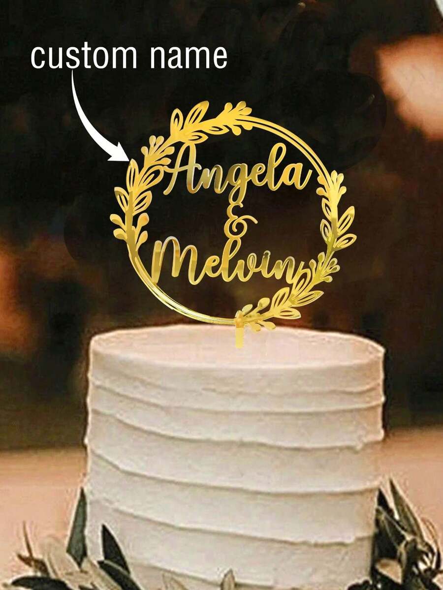 Personalized Wedding Cake Decorating Plaques, Custom "Mr. And Mrs" Cake Decorating Plaques, Suitable For Country Weddings, Engagement Parties, Anniversaries, And Bride And Groom Name Cake Decorating Plaques. One Plaque Per Pack, Waterproof, Beautifully Decorated, Stylish, Vintage, Customizable, Personalized, And Unique. An Ideal Gift For Your Boyfriend, Girlfriend, Father, Mother, Family, Friends, Or Pet. Suitable For Anniversaries, Valentine's Day, Mother's Day, Birthdays, Children's Day, Father's Day, Graduation Ceremonies, Weddings, Living Rooms, Bedrooms, Tea Rooms, Home Decor, Christmas, Banquets, Custom Wedding Tableware, Summer Holidays, And Other Occasions. - Multicolor - View 1