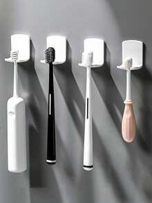 Wall-Mounted Magnetic Toothbrush Holder - Transparent Waterproof Bathroom Storage Rack With Rinsing Function, Space-Saving, Suitable For Vanity, Dorm, RV Travel And More | Modern Home Decor Accessory - White - View 8