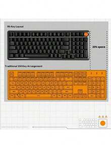 Lenovo Bàn phím cơ MK9 98 phím, thiết kế tiện dụng, cảm giác tuyến tính, hỗ trợ N phím, tương thích với máy tính xách tay và máy tính để bàn, bàn phím có dây dành cho công việc văn phòng và chơi game. - Hoa anh đào trắng (Trục xanh) - Xem 5