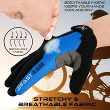 Guantes Deportivos de Fitness para Hombre y Mujer, Transpirables, con Pantalla táctil y protección Antideslizante para Deportes al Aire Libre, Ejercicio y Gimnasio. - Azul - Ver 12