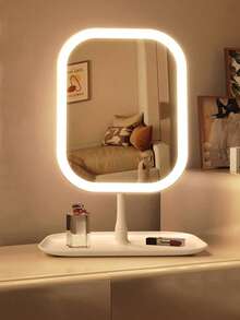 Specchio per trucco a LED, specchio per trucco illuminato, specchio per trucco portatile, specchio per trucco a tre modalità con controllo touch, supporto pieghevole, specchio da camera da letto, specchio per trucco da viaggio, regalo di Ognissanti e Natale per le donne, decorazione autunnale per la casa, trucco, vanità, accessori per il trucco, specchio, specchio per trucco, mini specchio, specchio portatile, prezzo accessibile, regalo di Natale, strumenti per il trucco, economico e buono