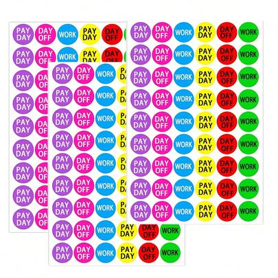 216张不透明提醒贴纸，包括发薪日、休息日等，点阵式计划贴纸，适用于日历、剪贴簿等。
