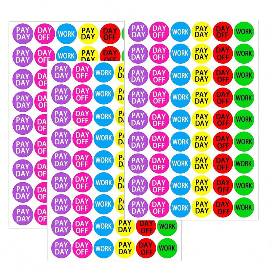 216张不透明提醒贴纸，包括发薪日、休息日等，点阵式计划贴纸，适用于日历、剪贴簿等。 - 彩色 - 查看 1