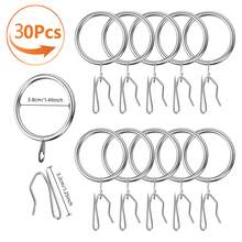 10/30/50 件金属窗帘环，带尖钩，挂环和窗帘钩，窗户淋浴环，直径 38 毫米/1.49 英寸（黑色、银色） - 彩色 - 查看 15