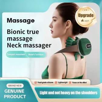 Upgraded Bionic Neck Massager 2000mAh 5V 10W- Silicone Lightweight Shoulder Relax Tool