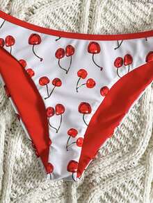 水果蔬菜印花可爱露背系带女士泳衣套装，沙滩度假 - 彩色 - 查看 6